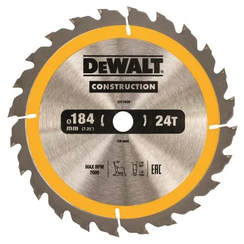 DT1939-QZ Dewalt Sågklinga 184 x 16 mm, 24T Säker betalning